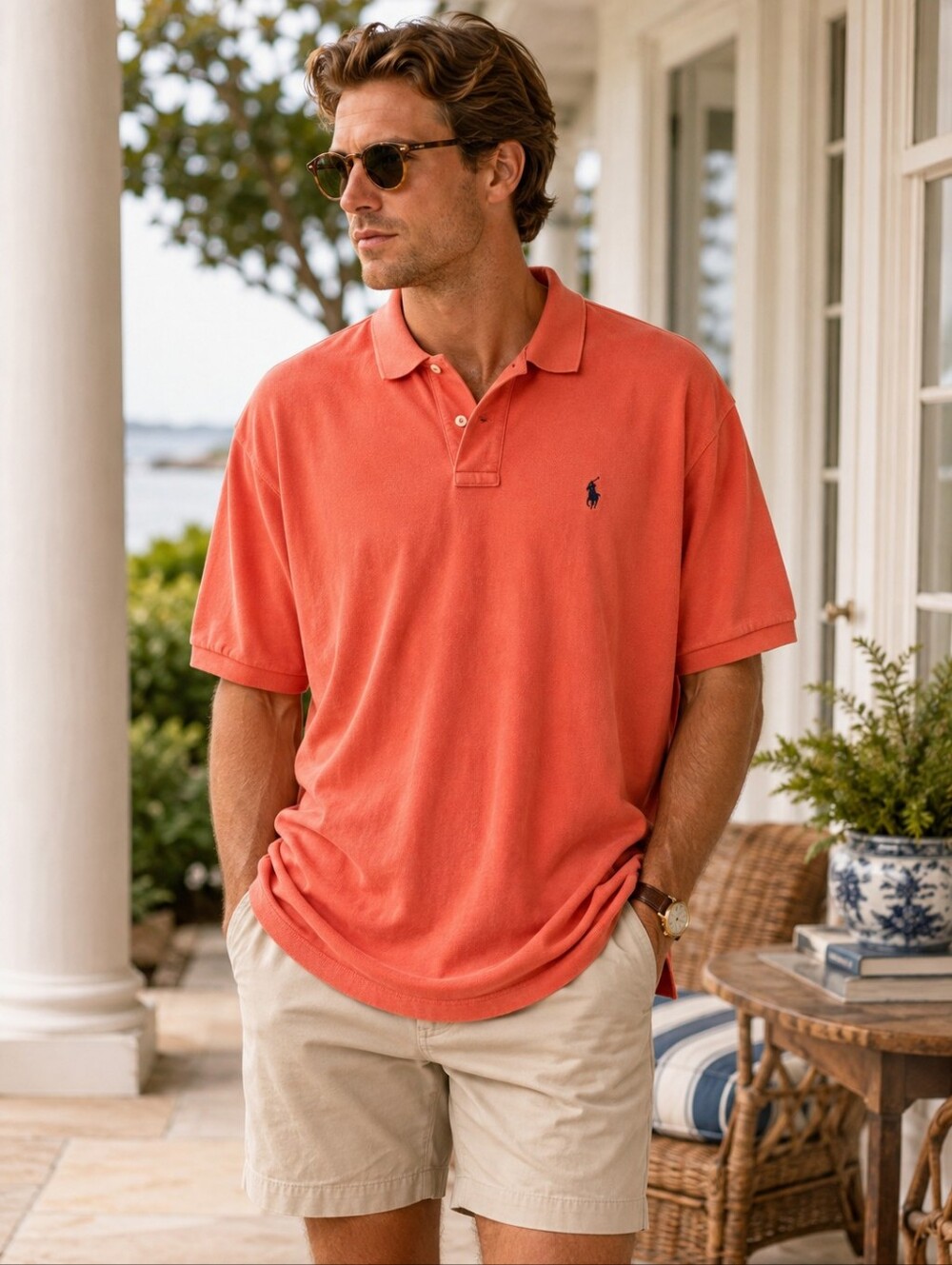 Vintage 90s POLO RALPH LAUREN Polo Mens Size XXL Coral Cotton Preppy